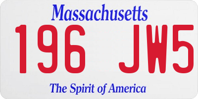 MA license plate 196JW5