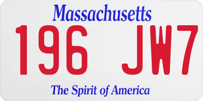 MA license plate 196JW7