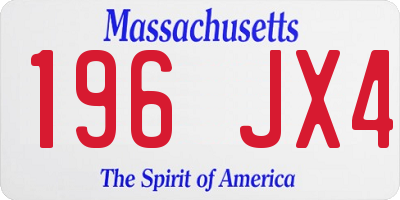 MA license plate 196JX4