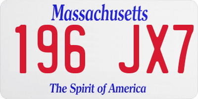 MA license plate 196JX7