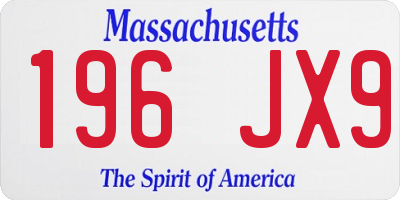 MA license plate 196JX9