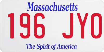 MA license plate 196JY0