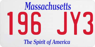 MA license plate 196JY3