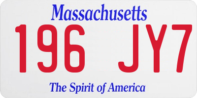 MA license plate 196JY7