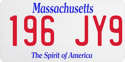 MA license plate 196JY9