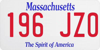 MA license plate 196JZ0