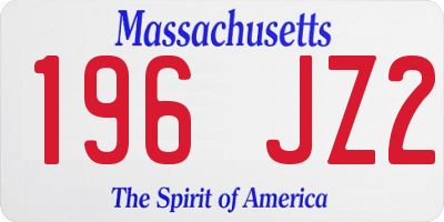 MA license plate 196JZ2