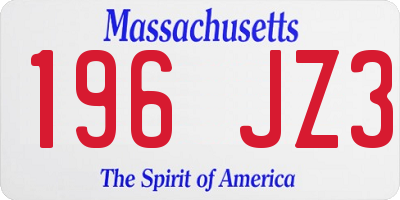 MA license plate 196JZ3