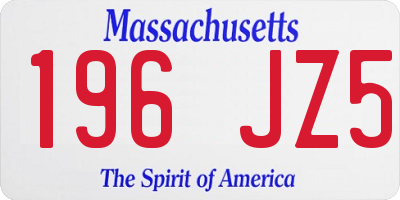 MA license plate 196JZ5