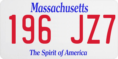 MA license plate 196JZ7