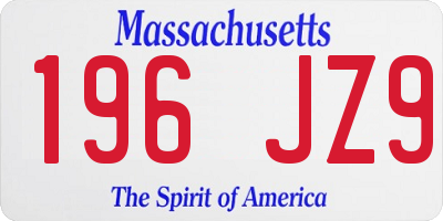MA license plate 196JZ9