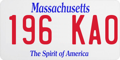 MA license plate 196KA0