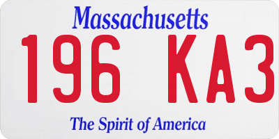 MA license plate 196KA3