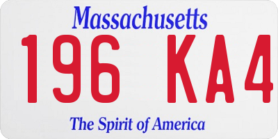 MA license plate 196KA4