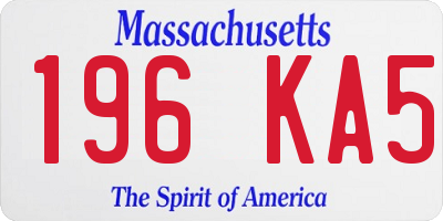 MA license plate 196KA5