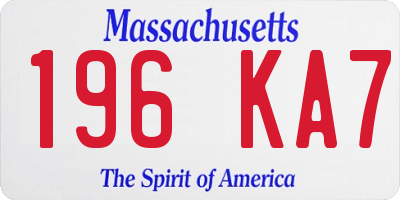 MA license plate 196KA7