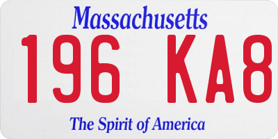 MA license plate 196KA8