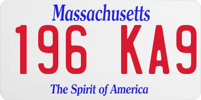 MA license plate 196KA9