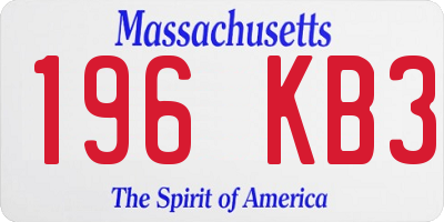MA license plate 196KB3