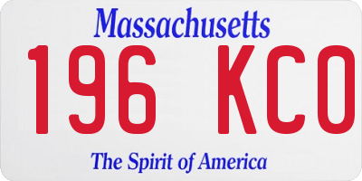 MA license plate 196KC0