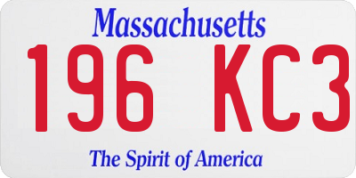MA license plate 196KC3