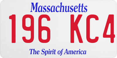 MA license plate 196KC4