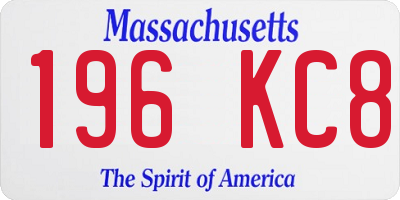 MA license plate 196KC8