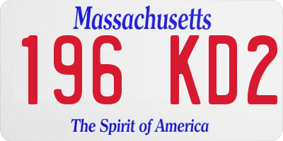 MA license plate 196KD2