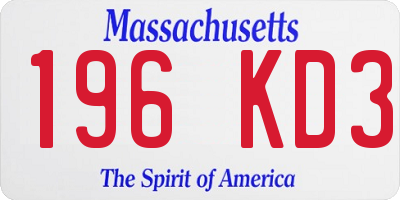 MA license plate 196KD3