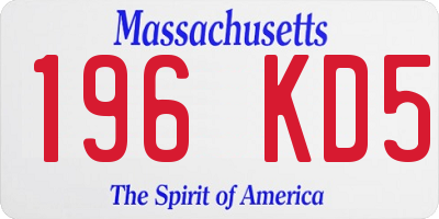 MA license plate 196KD5