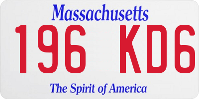 MA license plate 196KD6