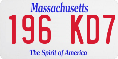 MA license plate 196KD7