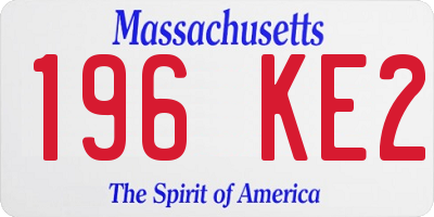 MA license plate 196KE2