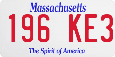 MA license plate 196KE3