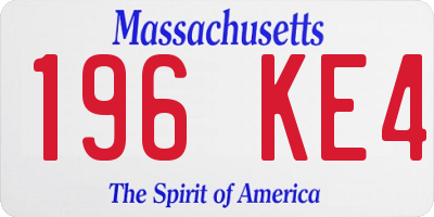 MA license plate 196KE4