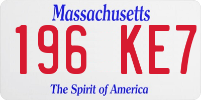 MA license plate 196KE7