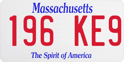 MA license plate 196KE9