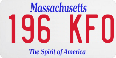 MA license plate 196KF0
