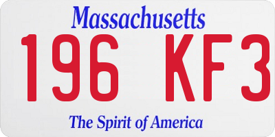 MA license plate 196KF3