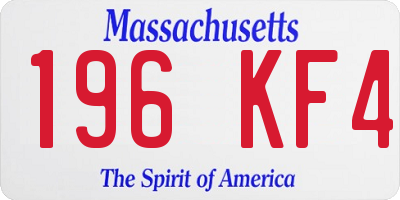 MA license plate 196KF4