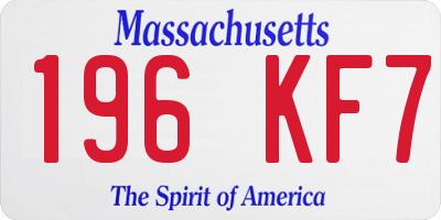 MA license plate 196KF7