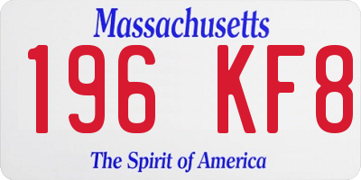 MA license plate 196KF8
