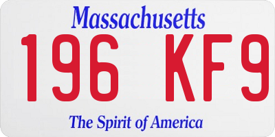 MA license plate 196KF9