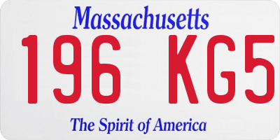 MA license plate 196KG5