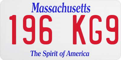 MA license plate 196KG9