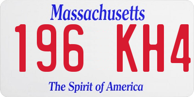 MA license plate 196KH4