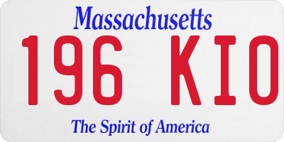 MA license plate 196KI0