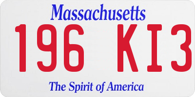 MA license plate 196KI3