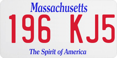 MA license plate 196KJ5
