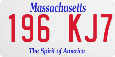 MA license plate 196KJ7